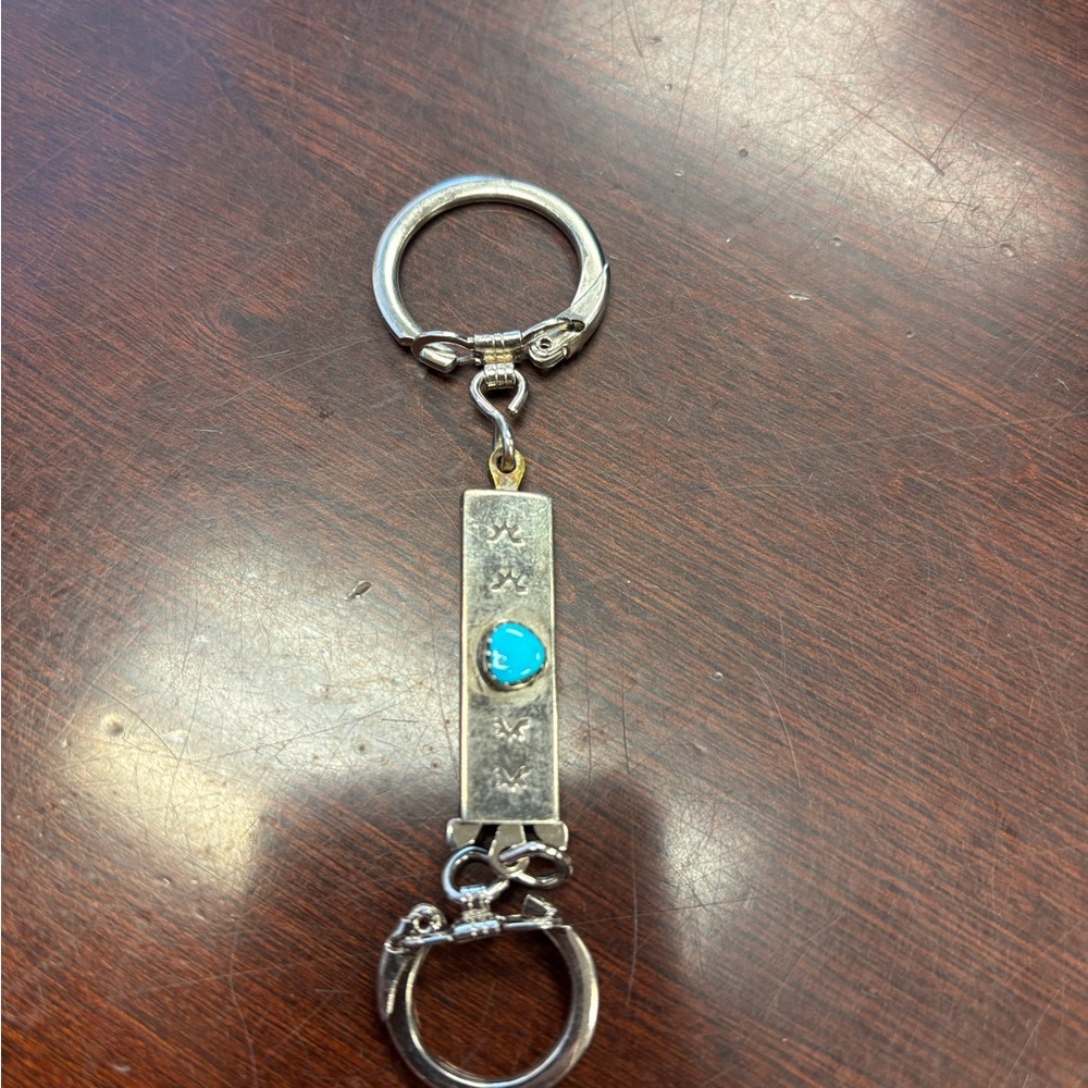 Silver Keychain with Turquoise Accent - Picture 2 of 3